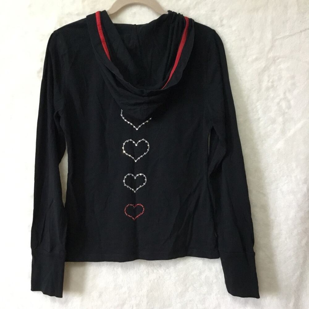 Black with Multi-Heart Hoodie Top - Picture 7 of 11